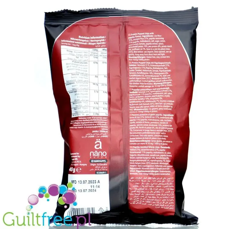 Nano Ä Vegan Protein Chips Paprika - wegańskie chipsy białkowe Paprykowe bez soi i mleka