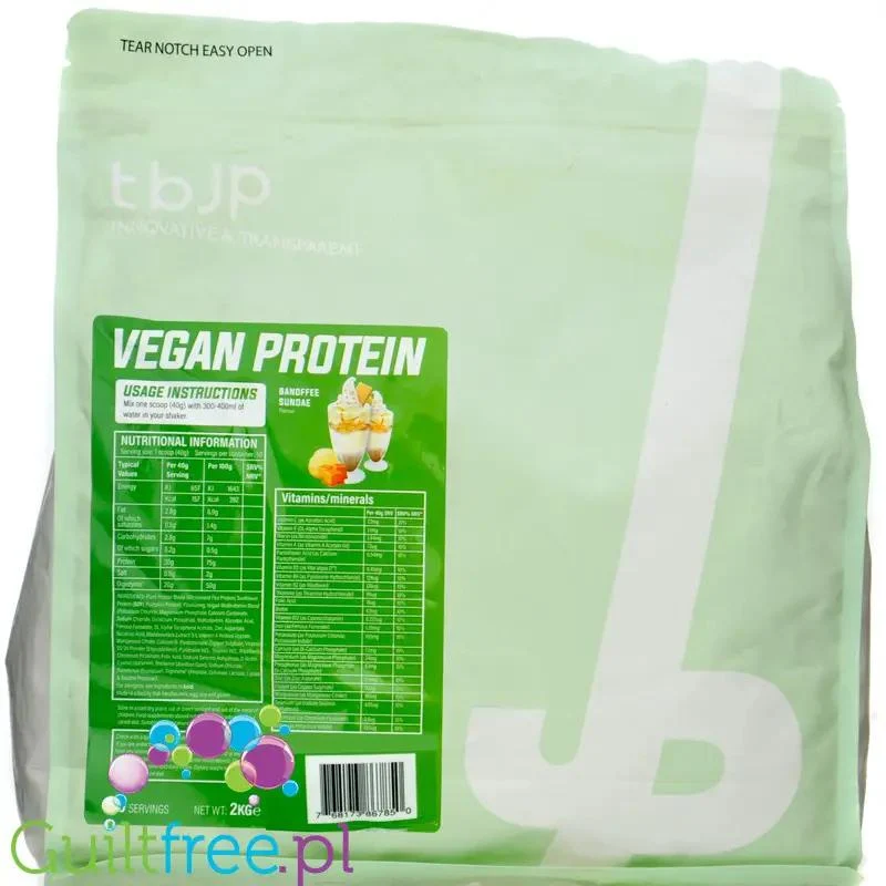 TBJP Vegan Protein Banoffee Sundae 2KG - wegańska odżywka białkowa bez cukru z witaminami i minerałami