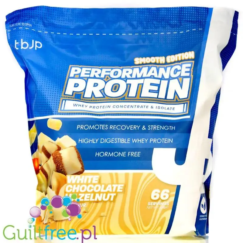 TBJP Performance Protein Whey & Isolate White Chocolate Hazelnut 2kg - odżywka białkowa WPC & WPI, smak Białe Bueno