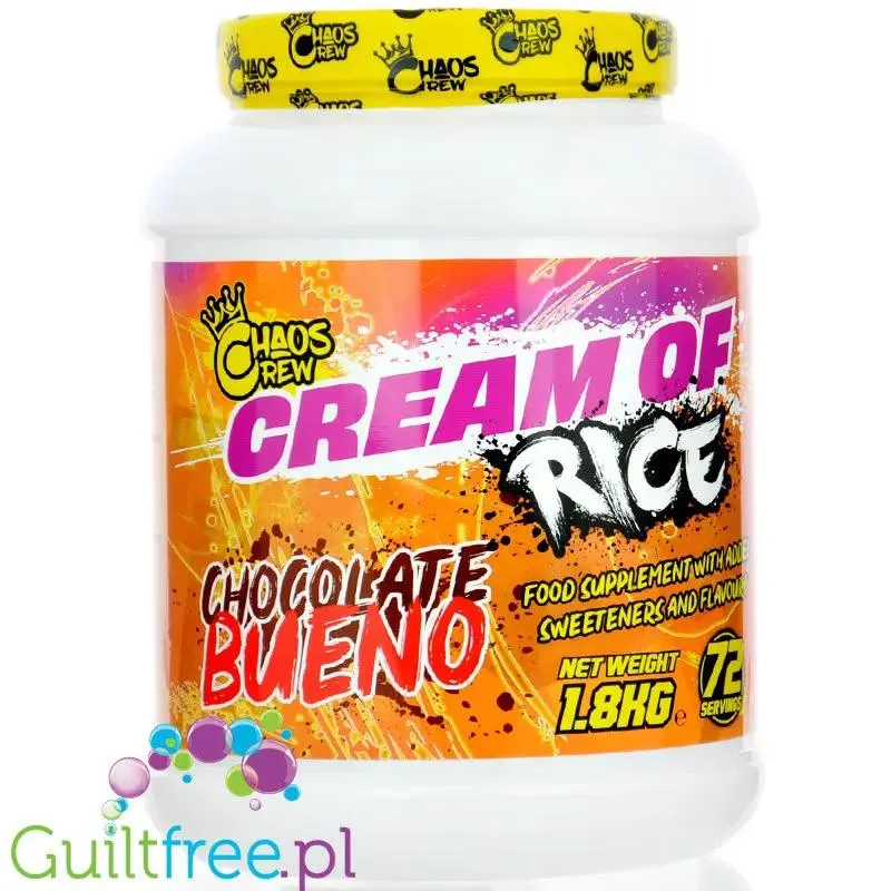 Chaos Crew Cream of Rice Chocolate Bueno 1,8kg - kleik ryżowy bez cukru, posiłek treningowy, Super Mleczna Czekolada