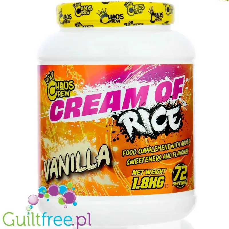Chaos Crew Cream of Rice Vanilla 1,8kg - kleik ryżowy bez cukru, regeneracyjny posiłek treningowy, Wanilia