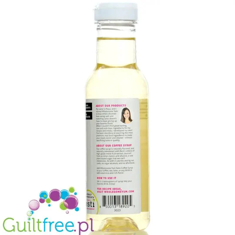 Wholesome Yum Keto Coffee Syrup Vanilla - keto syrop do kawy bez cukru o smaku waniliowym