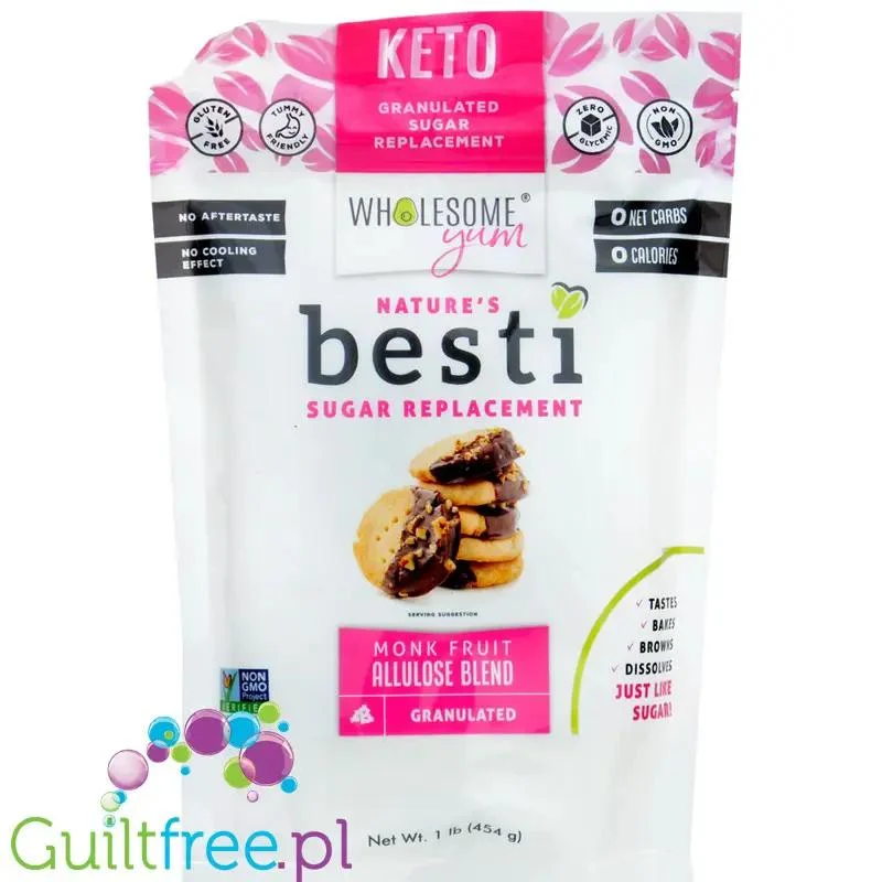 Wholesome Yum Nature's Besti Granular 454g - słodzik w kryształkach, keto odpowiednik cukru bez kalorii
