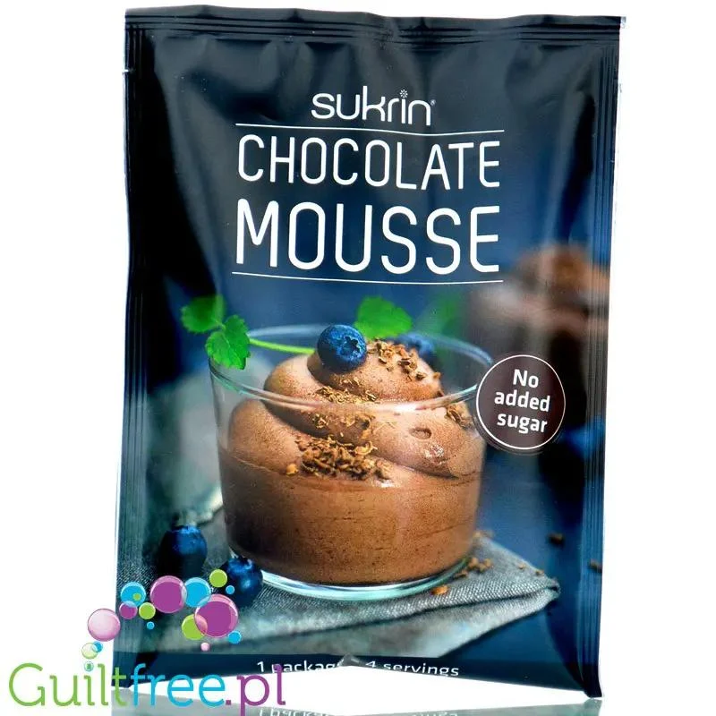 Sukrin Chocolate Mousse 4 x 85kcal - puszysty mus czekoladowy instant bez dodatku cukru z erytrolem i stewią
