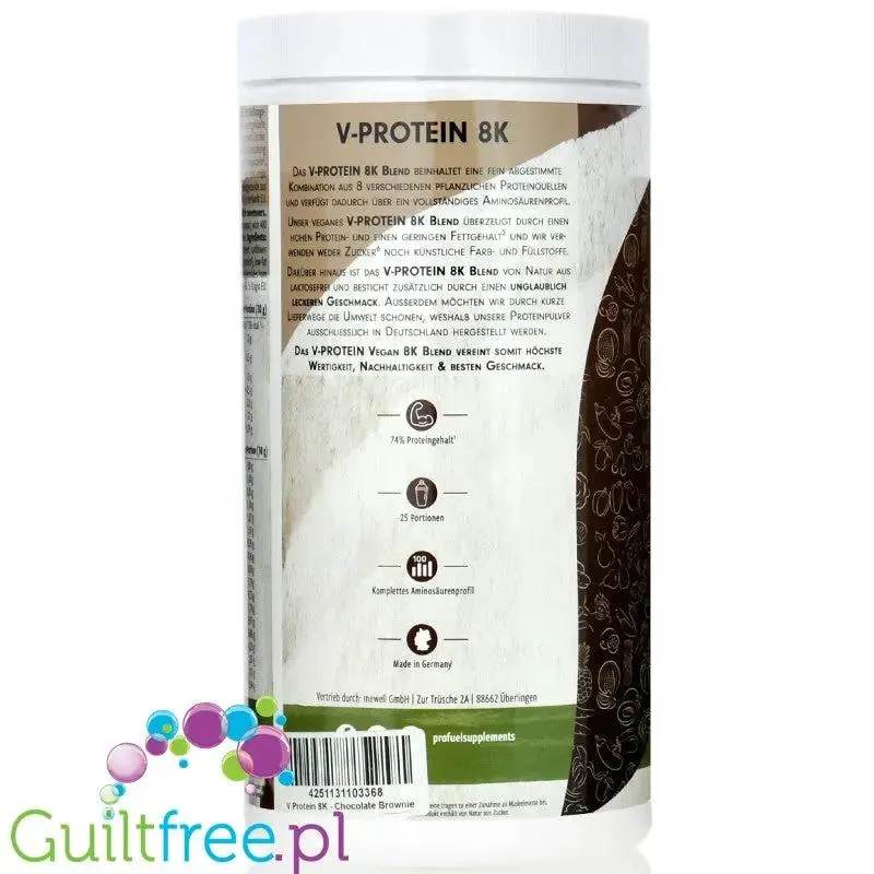 Pro Fuel V-Protein 8K Chocolate Brownie 0,75kg - wegańska odżywka białkowa o smaku czekoladowego brownie