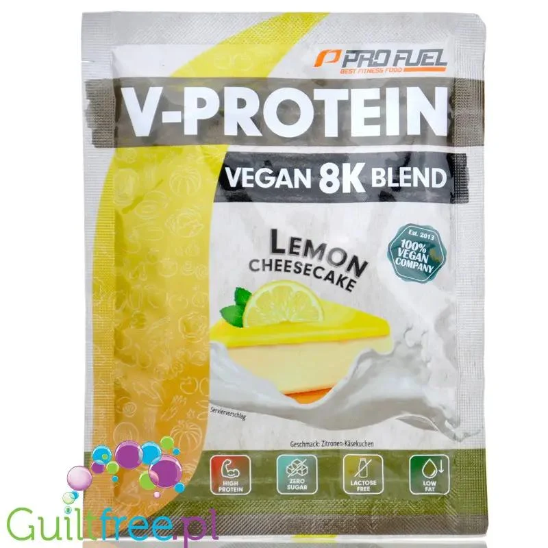 Pro Fuel V-Protein 8K Lemon Cheesecake 30g - wegańska odżywka proteinowa o smaku cytrynowego sernika