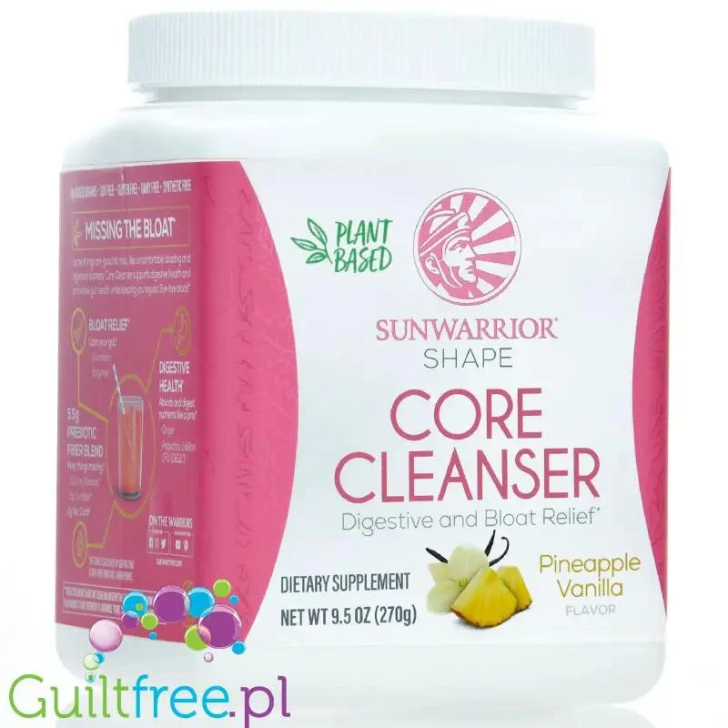 Sunwarrior Shape Core Cleanser Digestive & Bloat Relief, Pineapple & Vanilla - wegańska formuła na trawienie i wzdęcia