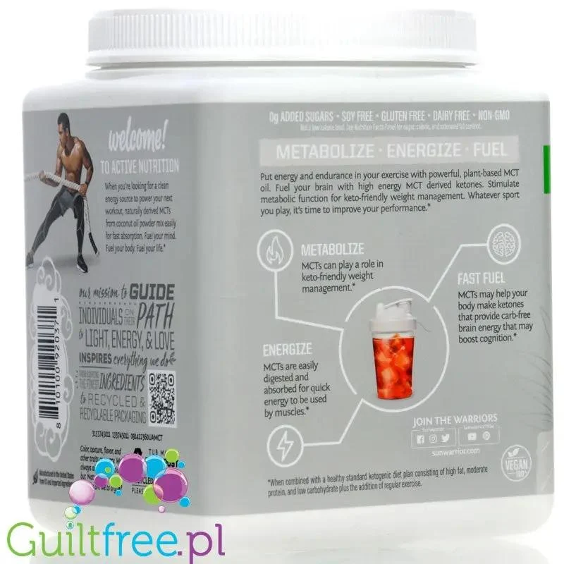 Sunwarrior Sport Active MCT Oil Powder - organiczne triglicerydy średniołańcuchowe z oleju kokosowego