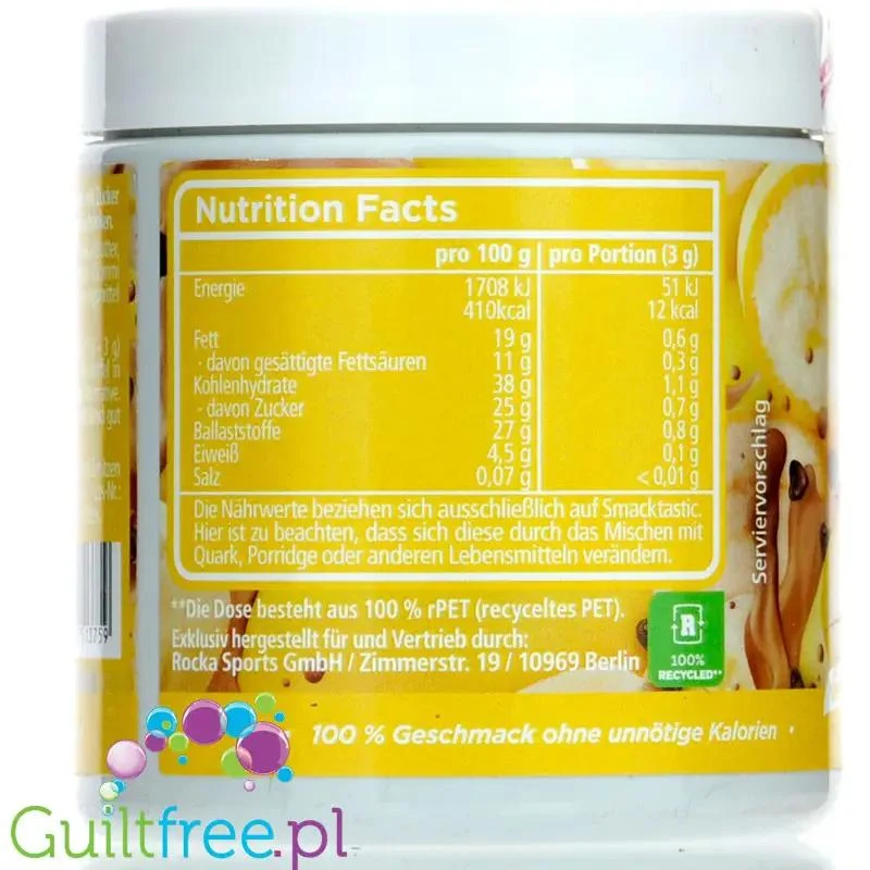 Rocka Nutrition Smacktastic Banana Chocolate Split 90g - słodzący aromat słodzący w proszku, Banan, Czekolada & Bita Śmietanka