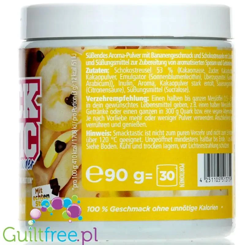 Rocka Nutrition Smacktastic Banana Chocolate Split 90g - słodzący aromat słodzący w proszku, Banan, Czekolada & Bita Śmietanka