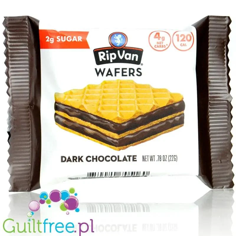 Rip Van Wafers Dark Chocolate 120kcal (al la Knoppers bez cukru) - wafelek z kremem z ciemnej czekolady 4g węglowodanów netto