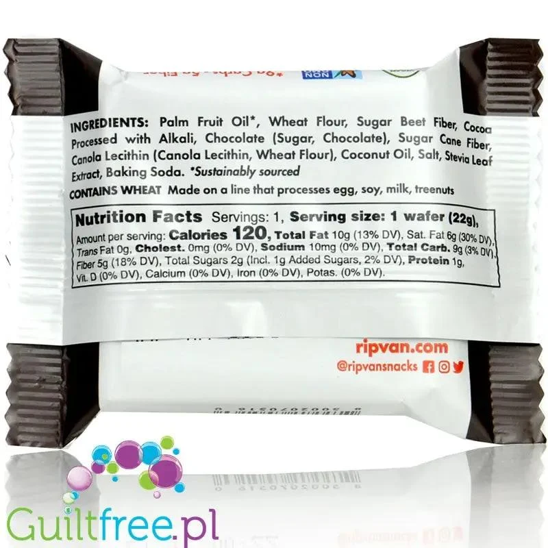 Rip Van Wafers Dark Chocolate 120kcal (al la Knoppers bez cukru) - wafelek z kremem z ciemnej czekolady 4g węglowodanów netto