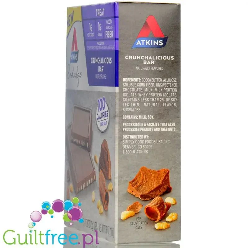 Atkins Endulge Dessert Crunchalicious Bar PUDEŁKO x 5 BATONÓW - czekoladowe batoniki po 100kcal,