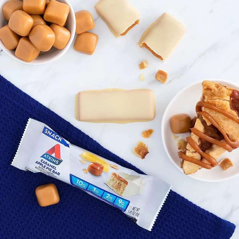 Atkins Snack Caramel Apple Pie PUDEŁKO x 5 batonów - baton proteinowy 150kcal & 10g białka bez maltitolu