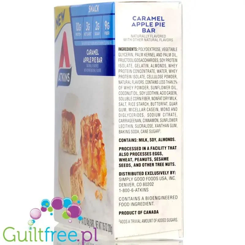 Atkins Snack Caramel Apple Pie PUDEŁKO x 5 batonów - baton proteinowy 150kcal & 10g białka bez maltitolu