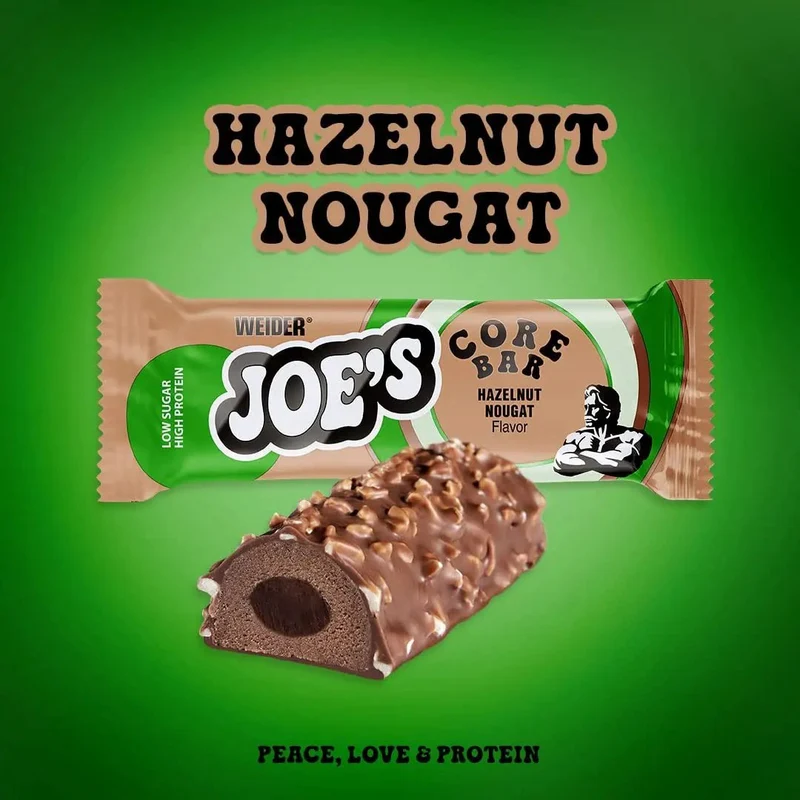 Weider Joe's Core Bar Hazelnut Nougat - baton proteinowy 185 kcal, Mleczna Czekolada & Nugat Laskowy