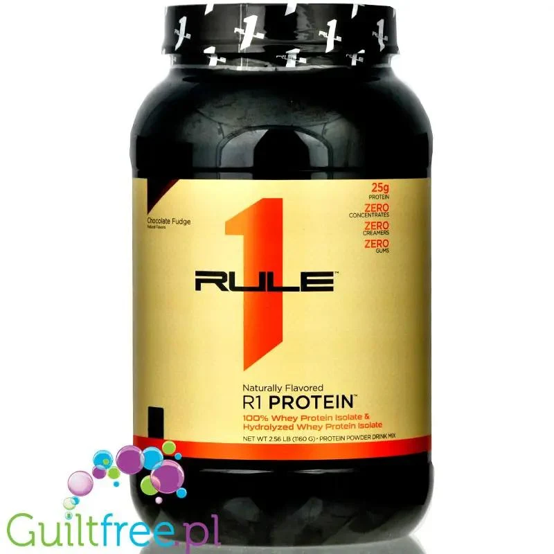 Rule1 R1 Protein Naturally Flavored, Chocolate Fudge 0,9KG - naturalnie aromatyzowana odżywka białkowa WPI & WPH