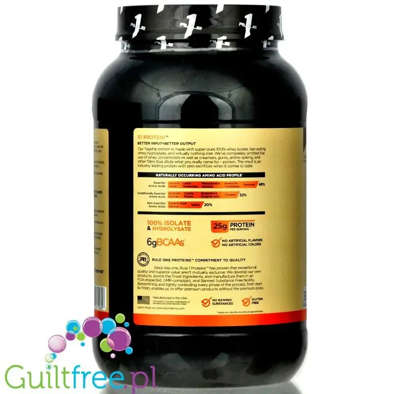 Rule1 R1 Protein Naturally Flavored, Chocolate Fudge 0,9KG - naturalnie aromatyzowana odżywka białkowa WPI & WPH