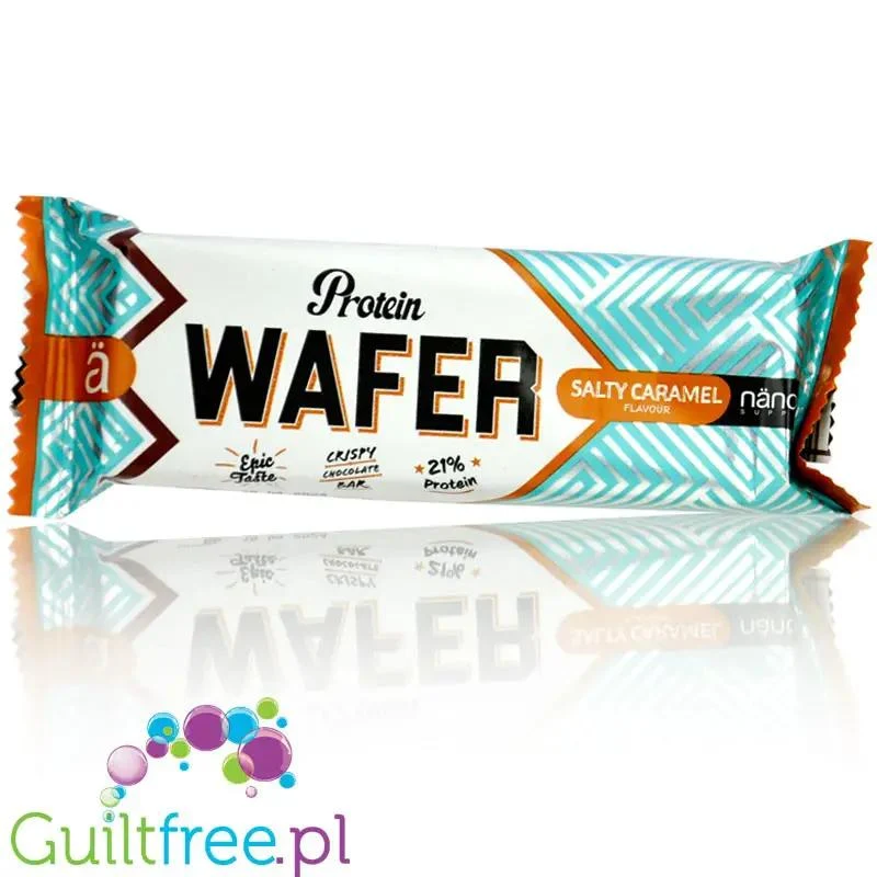 Nano Ä Protein Wafer, Salty Caramel - wafelek proteinowy o smaku solonego karmelu w mlecznej czekoladzie bez cukru