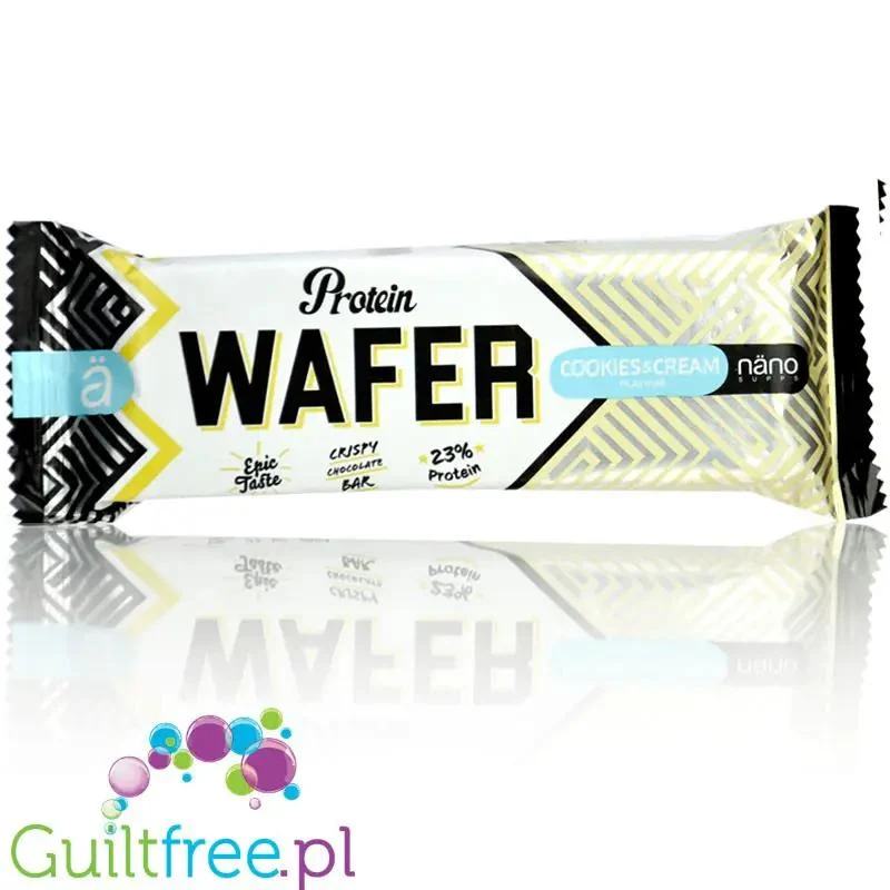 Nano Ä Protein Wafer, Cookies & Cream - ciasteczkowy wafelek proteinowy w białej czekoladzie bez cukru