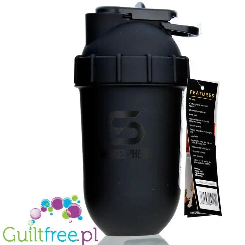 Shakesphere Tumbler View 700ml Matte Black - szejker sferyczny z kulistym dnem bez osadów