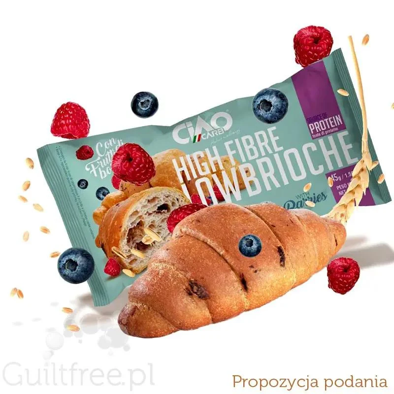 Ciao Carb High Fibre LowBrioche Berries - keto rogalik z owocami leśnymi, 3g cukru & 9g błonnika