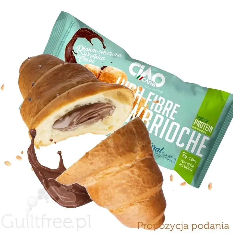 Ciao Carb LowBrioche Cocoa Cream - keto rogalik z kremem czekoladowym, 1g cukru & 10g błonnika