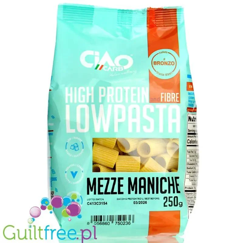 Ciao Carb Lowpasta Mezze Maniche - makaron proteinowy 30g białka, grube rurki