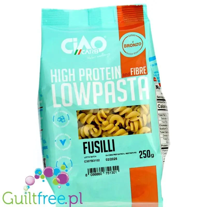 Ciao Carb Lowpasta Fusilli - makaron proteinowy 30g białka, Świderki