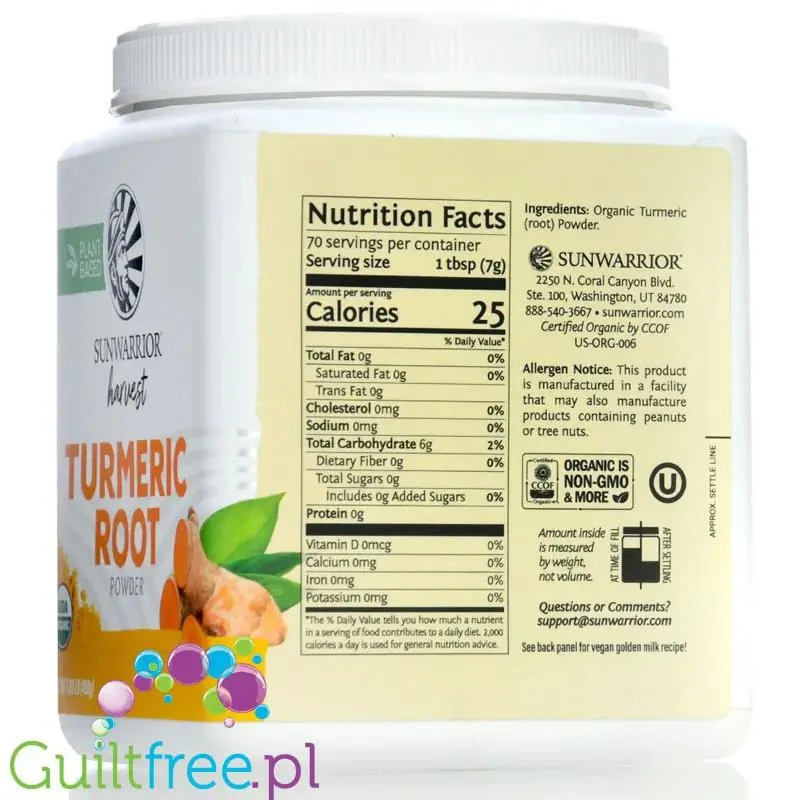 Sunwarrior Harvest Turmeric Root Powder - organiczna kurkuma bez GMO