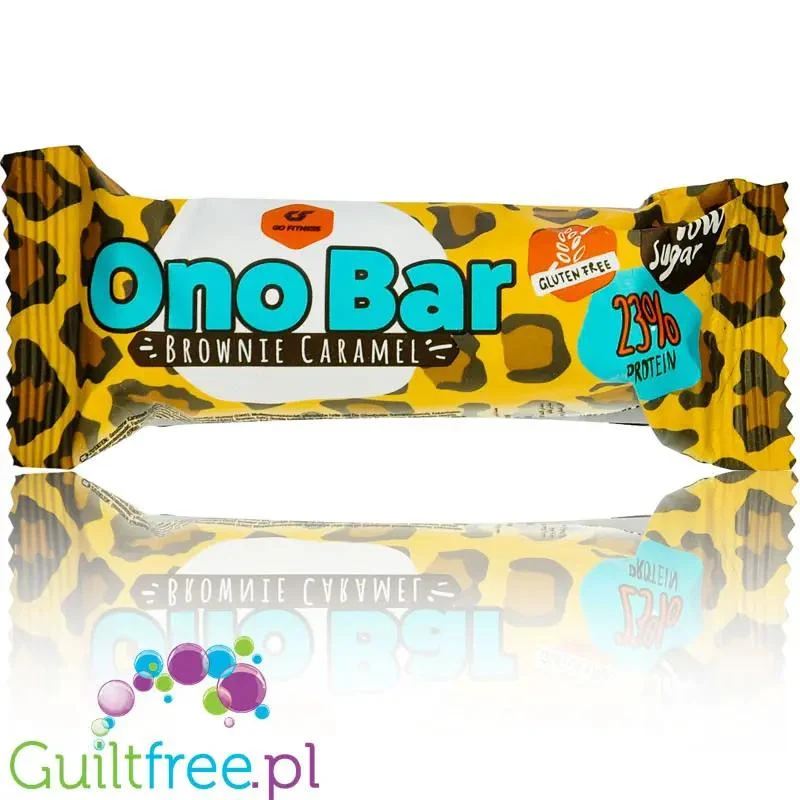 Go Fitness Ono Bar Brownie Caramel - bezglutenowy wafelek a la Bueno w czekoladzie z kremem karmelowym, 10g białka