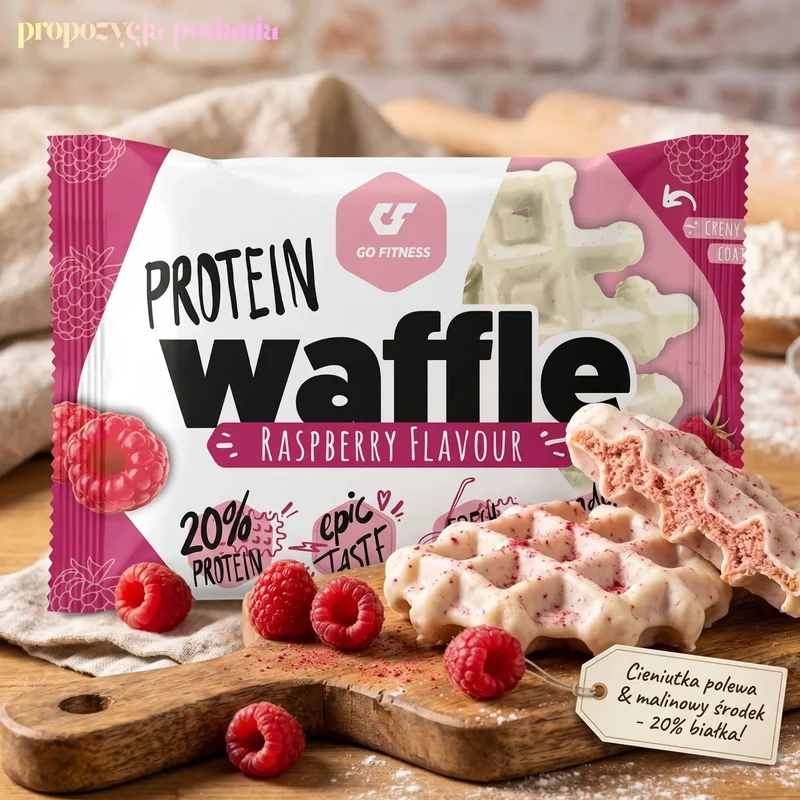 Go Fitness Protein Waffle Raspberry - malinowy gofr proteinowy 10g białka & 215kcal