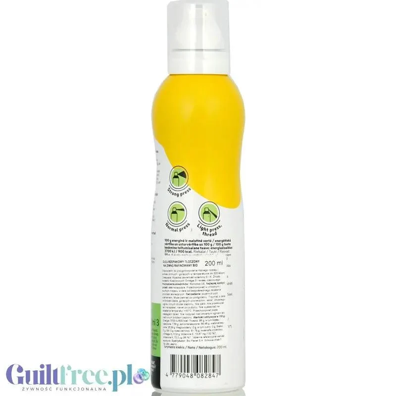 Bio Naturalis Organic Refined Rapeseed Oil - rafinowany olej rzepakowy tłoczony na zimno w spray'u