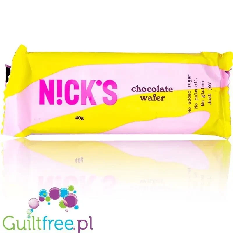 N!CK'S Nicks Waffer, Chocolate - bezglutenowy wafelek czekoladowy w polewie, bez dodatku cukru