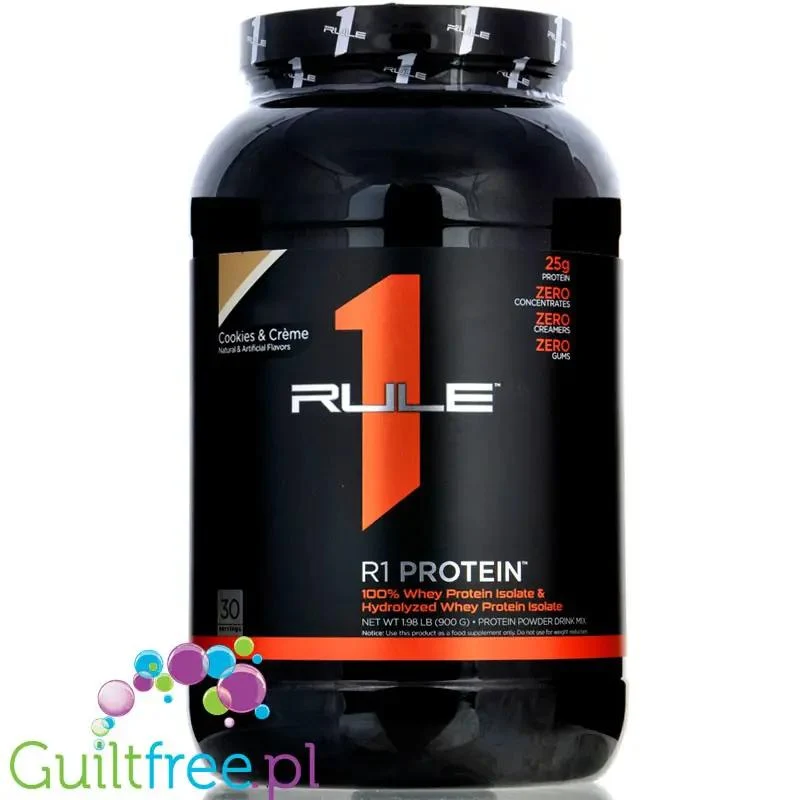 Rule1 R1 Protein Cookies & Crème - beztłuszczowa odżywka białkowa WPI & WPH, 0,9KG