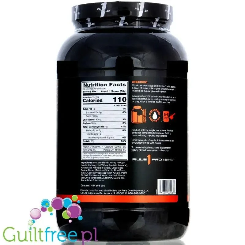 Rule1 R1 Protein Cookies & Crème - beztłuszczowa odżywka białkowa WPI & WPH, 0,9KG