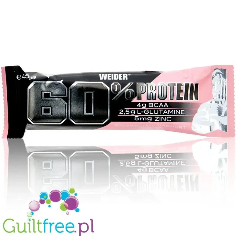 Weider 60% Protein Bar Strawberry & Yoghurt - baton proteinowy 27g białka & 166 kcal