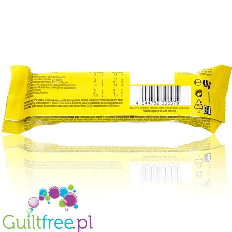 Yippie! Bar Fruits, Banana Split, baton proteinowy 174kcal & 13g białka, Banan, Karmel & Biała Czekolada