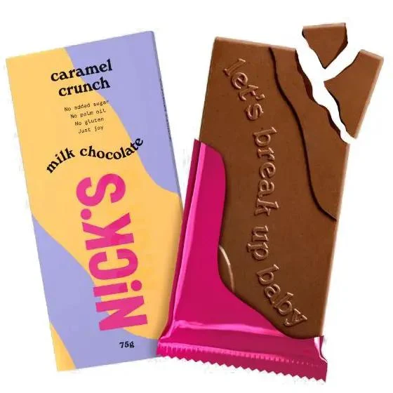 N!CK'S Nicks Milk Chocolate Caramel Crunch - mleczna czekolada z karmelem bez cukru i maltitolu ze stewią i erytrolem