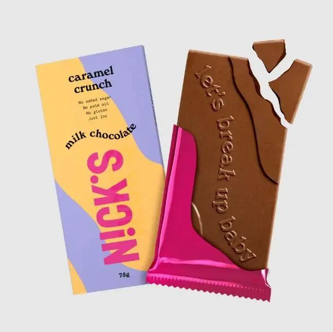 N!CK'S Nicks Milk Chocolate Caramel Crunch - mleczna czekolada z karmelem bez cukru i maltitolu ze stewią i erytrolem