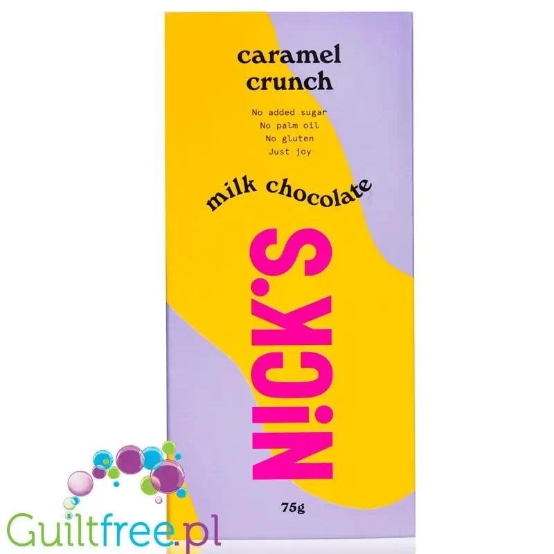 N!CK'S Nicks Milk Chocolate Caramel Crunch - mleczna czekolada z karmelem bez cukru i maltitolu ze stewią i erytrolem