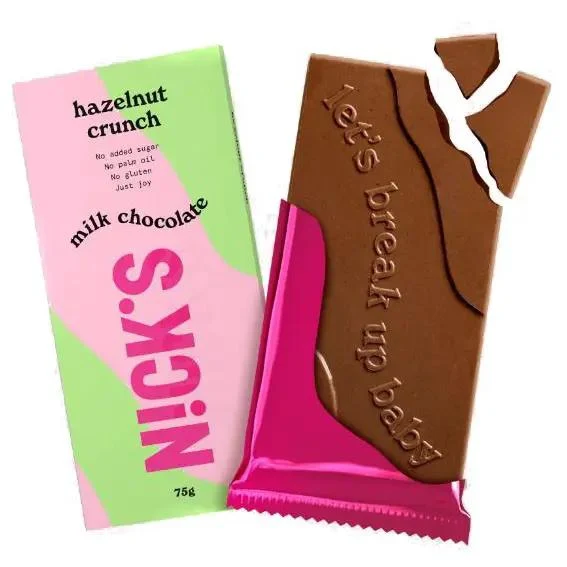 N!CK'S Nicks Milk Chocolate Hazelnut Crunch - mleczna czekolada z orzechami, bez cukru i maltitolu ze stewią i erytrolem