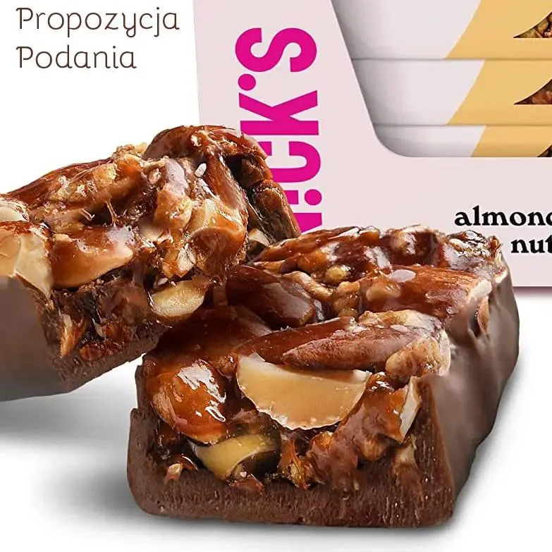 N!CK'S Nicks Almond Crunch Nut Bar - wegański baton 173kcal bez dodatku cukru ze stewią i erytrolem