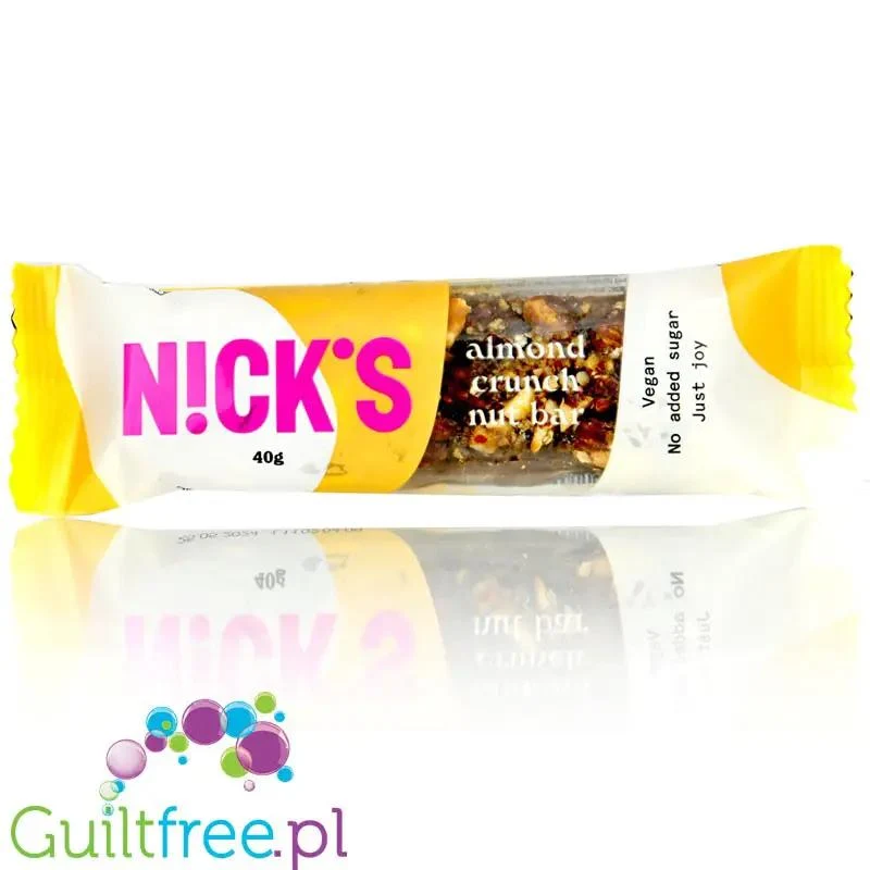 N!CK'S Nicks Almond Crunch Nut Bar - wegański baton 173kcal bez dodatku cukru ze stewią i erytrolem