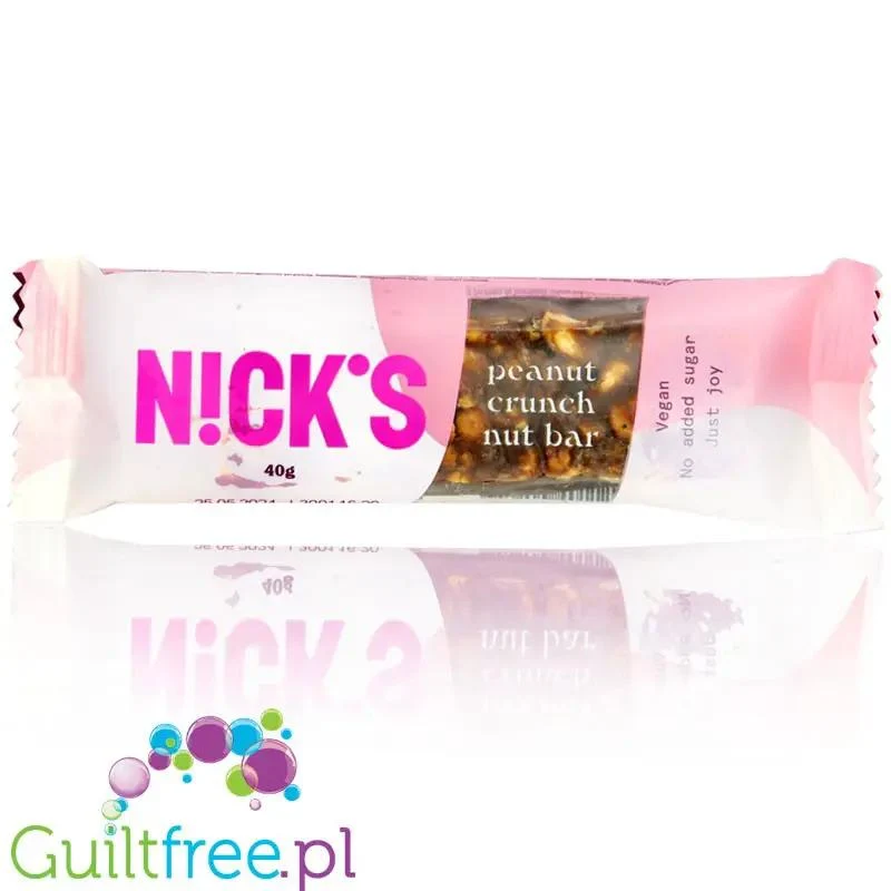 N!CK'S Nicks Peanut Crunch Nut Bar 176kcal - wegański baton bez dodatku cukru ze stewią i erytrolem