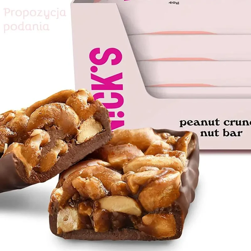 N!CK'S Nicks Peanut Crunch Nut Bar 176kcal - wegański baton bez dodatku cukru ze stewią i erytrolem