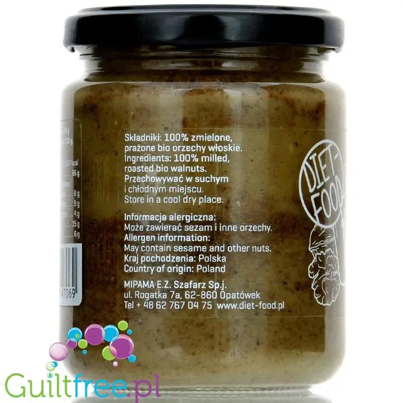 Diet Food Bio Masło z orzechów włoskich 100%, 200g