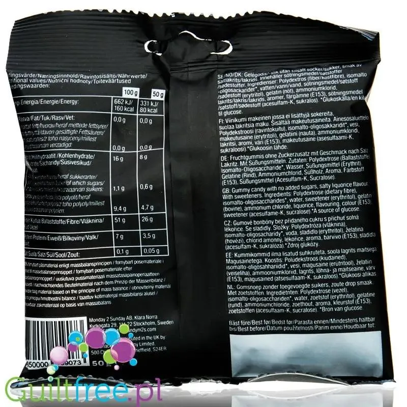 Pandy Candy Salty Liquorice - błonnikowe żelki bez cukru 45% mniej kalorii, Lukrecja