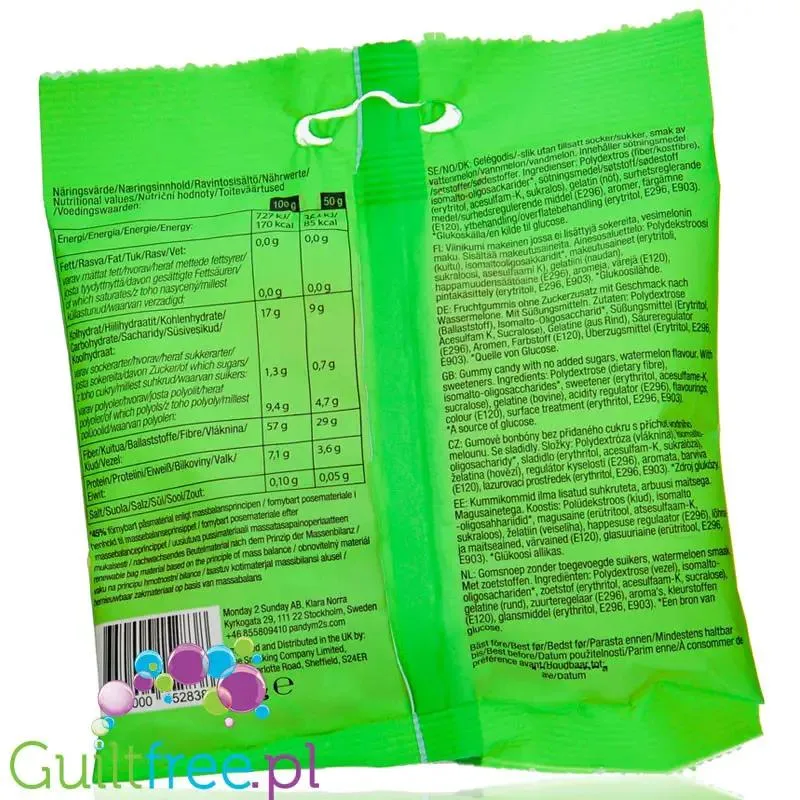 Pandy Candy Watermelon - błonnikowe żelki bez cukru 45% mniej kalorii, Arbuz