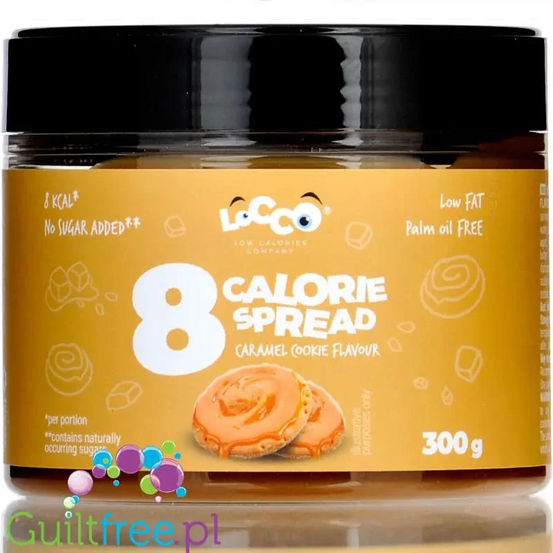 Locco Caramel Cookie Spread 150kcal - niskotłuszczowy krem do smarowania bez cukru, Karmelowe Ciasteczko